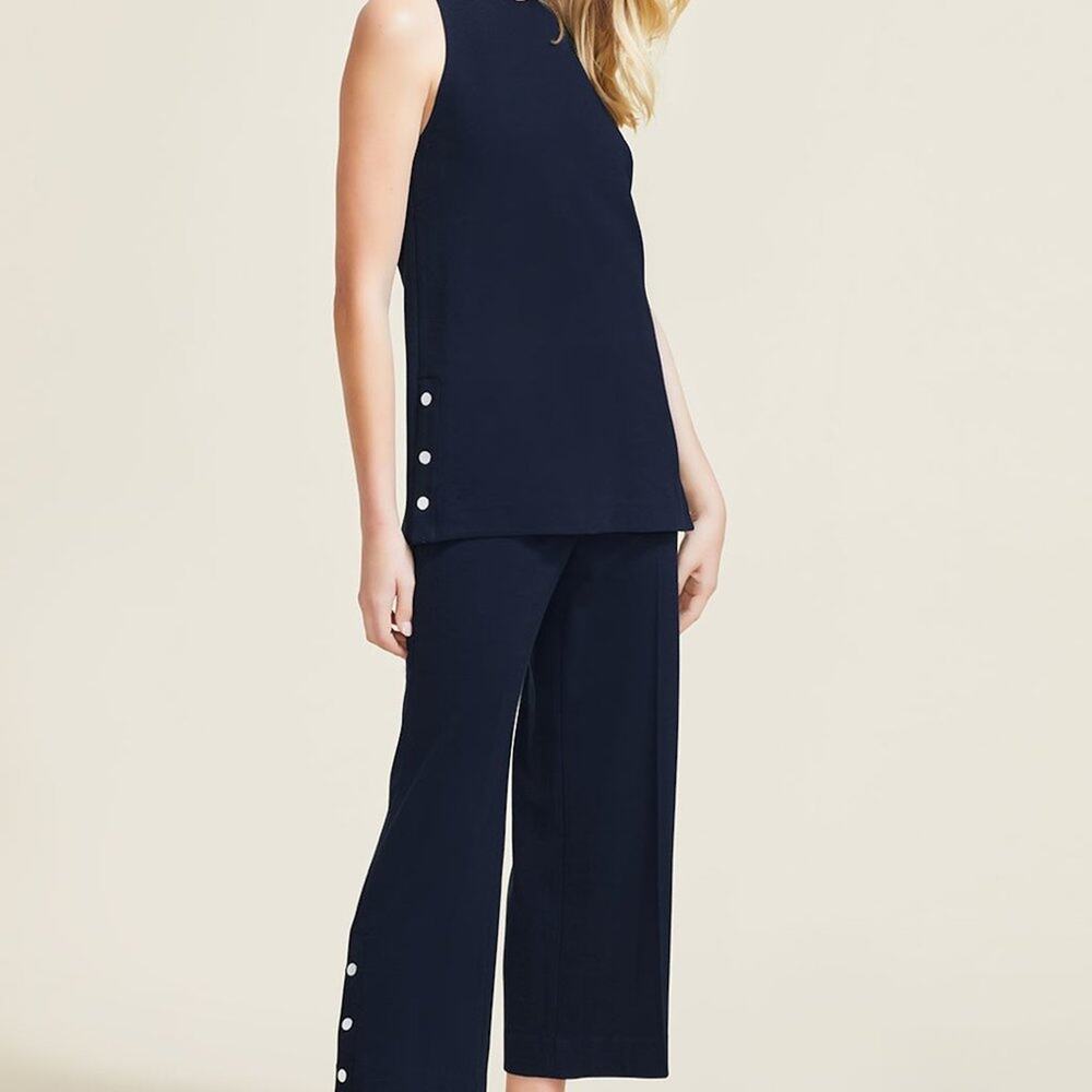Perla by lela rose ponte lynn trousers pants Sz 10 navy embellished stretch A28